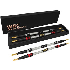 WORLDS BEST CABLES 4 Units - 8 Inch Ultimate - 8 AWG - Ultra-Pure OFC - Premium Audiophile HiFi Speaker Jumper Cables with Eminence Gold Banana Plugs & Silver Tweed Jacket