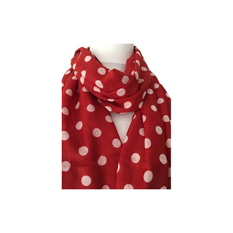 Purple Possum® Red Polka Dot Scarf, White Spotted Wrap, Ladies