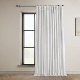 HPD Half Price Drapes Heritage Plush Velvet Curtains 96 Inches Long Room Darkening Curtains for Bedroom & Living Room 100W x 96L, (1 Panel), Pillow White
