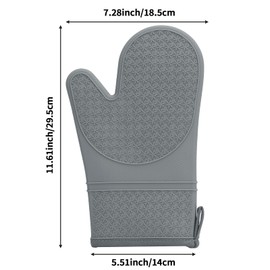 Hovico Silicone Oven Mitts, Heat Resistant 500F Kitchen Mitts 2PCS, 11.6" BPA-Free Soft Baking Gloves, Non-Slip Grip Oven Gloves with Soft Cotton Lining for Kitchen Cooking Baking BBQ - Gray
