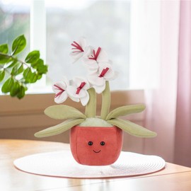 Apricot Lamb Plants Phalaenopsis Orchid Flower Plush Toys for Children, Soft Cute Cuddly Toy for Baby Girls and Boys, Fluffy Phalaenopsis Orchid White 28 cm