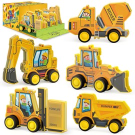Oriate Rolling Construction Toys for Magnetic Tiles, 5pcs Construction Vehicle Toys Compatible with Magnet Tiles, Kids Trucks for Magnetic Building Blocks Magnetiles, Educational Gift Boys Girls