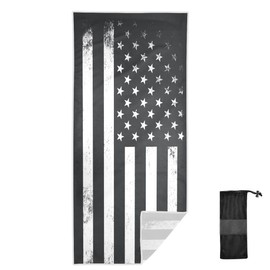 USA Flag in Grunge Style Beach Towel 30"x60" Oversized Lightweight Travel Bath Towel Extra Large Quick Dry Towel for Swimmers Pool Camping Women Men