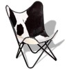 Casafoyer Butterfly Chair Black and White Real Cowhide Leather