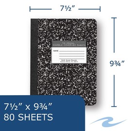 ROARING SPRING Graph Ruled Hard Cover Composition Book, 4 Pack, 9.75" x 7.5" 80 Sheets, Black Marble Cover
