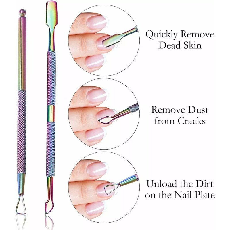 Meiso Kit Empujador Y Cortador De Cutículas De Acero Inoxidable