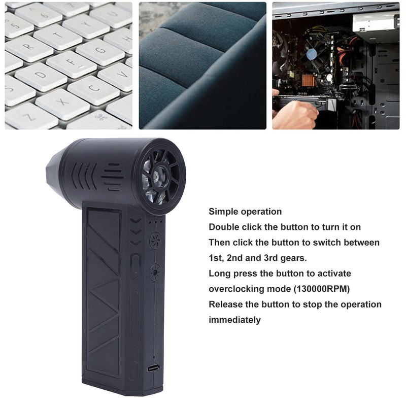 Electric Air Duster 130000RPM Adjustable Portable Handheld Turbine Jet Fan