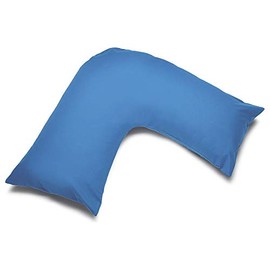 M Fabrics Poly-Cotton Plain Dyed V Pillowcase Cover - Easy Care, Machine Washable - Available in 25 Colours - V Shaped Pillow Case 81x38cm (Mid Blue)