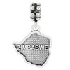 LGU Sterling Silver Oxidized Textured Country Map of Zimbabwe Dangle