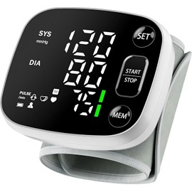 Oklar Blood Pressure Monitors for Home Use Rechargeable Wrist Digital BP Machine Cuff with LED Backlit Display, Voice Broadcast, 240 Memory Storage for 2 Users with Carrying Case