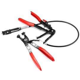 QWORK 24 Inch Flexible Cable and Flat Band Hose Clamp Pliers Set - High-Carbon Steel with Manganese Phosphate Coating, Ergonomic PVC Handle, for 18mm-54mm Clamps for Auto Repairs