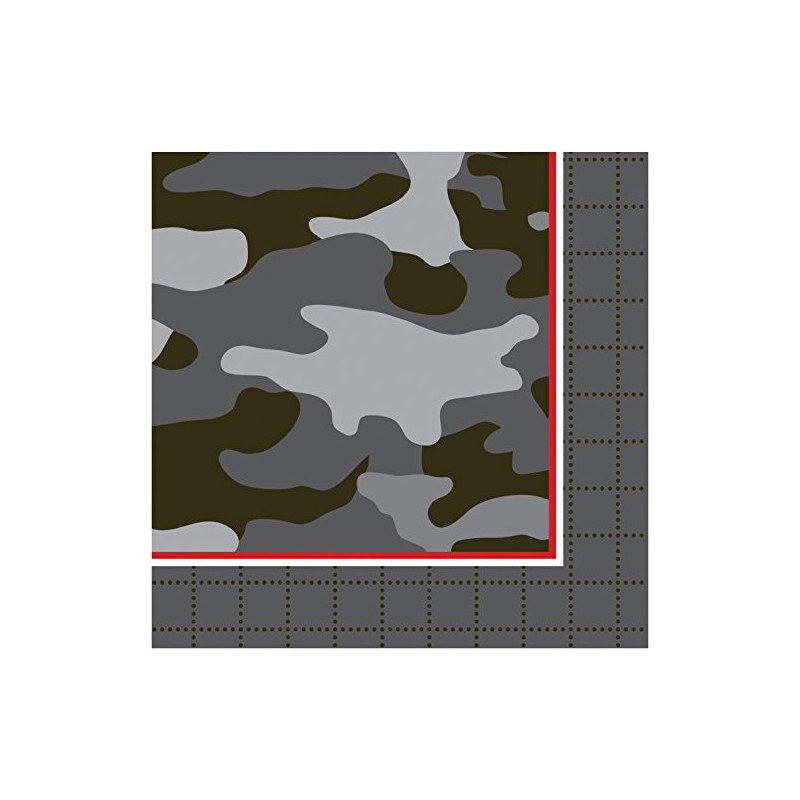 Creative Converting 18 Count Operation Camo Beverage Napkins, Gray/Black
