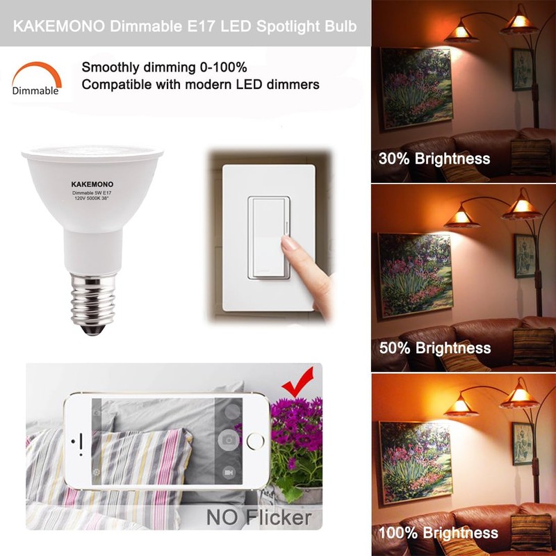 KAKEMONO E17 LED Spotlight Bulb Dimmable 40W Halogen Replacement E17
