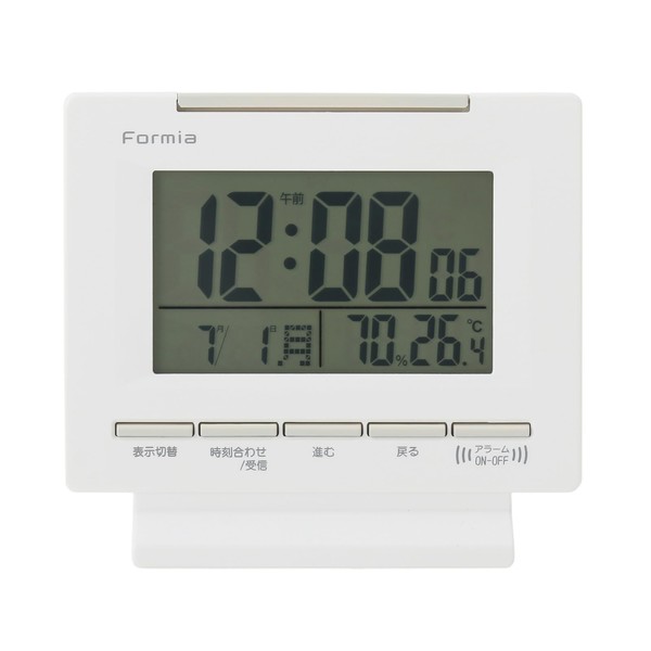 Formia HT-018RC Radio Clock Alarm Clock Easy to Read Large Screen Temperature Humidity Date Day Digital Hodogaya Electronic Sales White