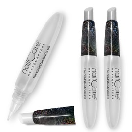 Refillable Holographic Cuticle Oil Pen for Nails - Empty Holo Squeeze Nail Oil Pen with Brush from Nail Care Headquarters by Bliss Kiss 3-Pack