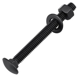 1/4-20 x 3 (12 Sets) Carriage Bolts Black, 304 (18/8) Stainless Steel Carriage Screws with Hex Nuts and Flat Washers, Square Neck Round Dome Head, Coarse Thread