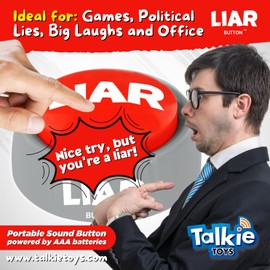 Talkie Toys Products Liar Button - 8 Hilarious Liar Sayings - Funny Talking Button for Games, Political Lies, Big Laughs, Office Humor - Great Gag Gift & Stocking Stuffer