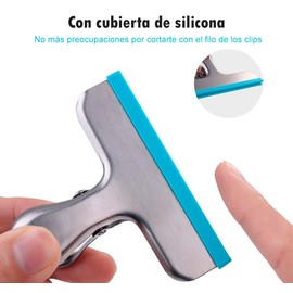 U Chef Set de 12 Clips para Bolsas Cubiertos de Silicona, Broches perfectos para Bolsas de Alimentos, Sellado Hermético y Resistentes, 3 pulgadas de ancho