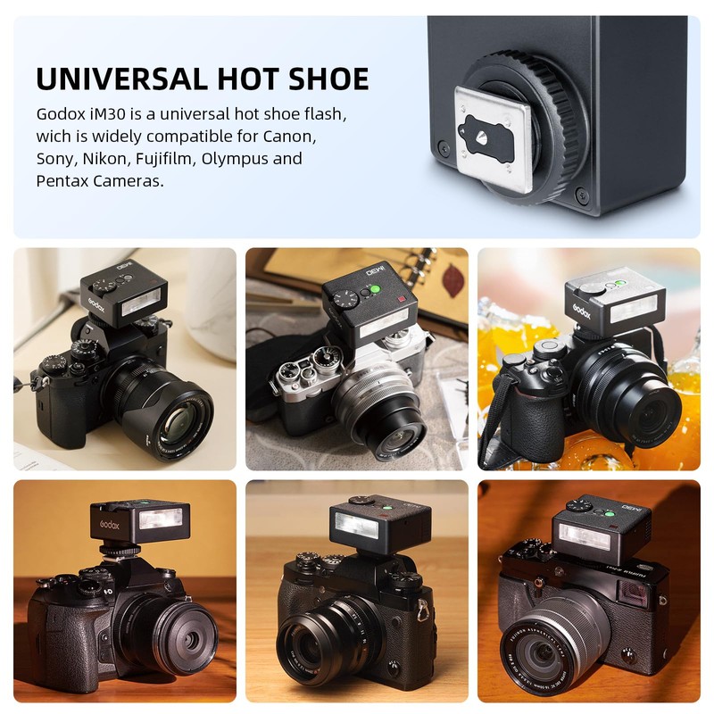 GODOX iM30 Mini Camera Flash Speedlite, GN15 CCT 6500K±200K Color