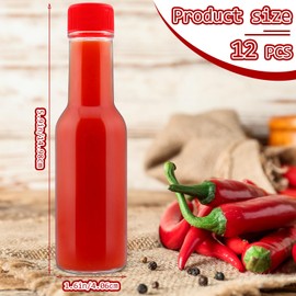 zsccxq 3.4 oz Hot Sauce Bottles Glass Bottles Empty Clear with Red Leak Proof Screw Caps and Cotton Twines for Syrup Olive Water Wine Liquor Salad Dressing (24)