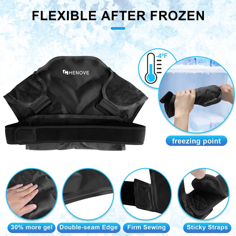 Chenove Ice Pack for Shoulders Upper Back with Strap, Neck