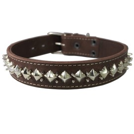 Thick Genuine Leather Spiked Studded Dog Collar 1.5" Wide Sized to Fit 18"-22" Neck. Retriever, Doberman, Rottweiler, Bulldog