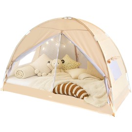 LEEDOR Bed Canopy for Kids/Adults,Mosquito Net & Privacy Tent 2-in-1 Bed Tent,Air Ventilation Mesh & Blackout Cloth Double Design Dream Tent,Indoor Safety Bed Tent for Girls/Boys Twin