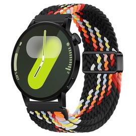 XMUXI 20mm Compatible with Galaxy Watch 7 Magnetic Band Nylon Braided Strap Galaxy Watch 6 5 4 Strap 44mm 40mm/Galaxy Watch 5 Pro/Watch 6 Classic Solo Loop GTS 4 Vivoactive 5 (Black Rainbow)