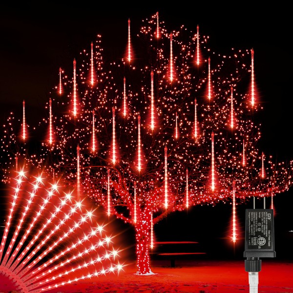 LAMPHOME Christmas Lights Outdoor,12-inch LED Meteor Shower Icicle Lights, 10