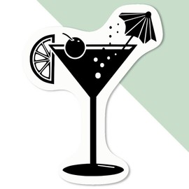 4 x Small 50mm 'Cocktail Glass' Permanent Sticker Decals for Cars/Windows/Bins/Walls etc (DW00089260)