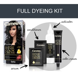 Delia Cameleo Permanent Hair Colour Cream Kit with Omega+ - 1.0 Black (0578) D/01
