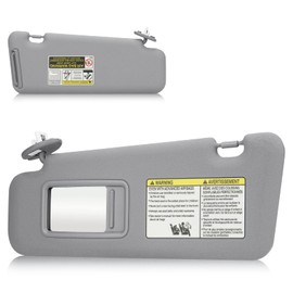 Left Driver Side Sun Visor Fit for Toyota Highlander (Roof with Light) 2008 2009 2010 2011 2012 2013, Replaces for 74320-48500-B0, Gray