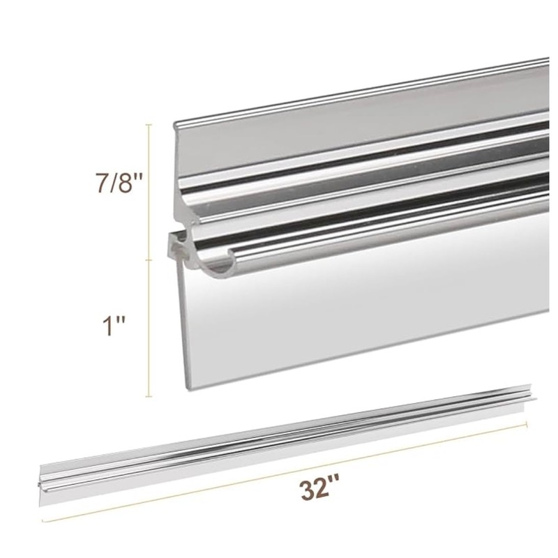 25" Shower Door Drip Rail with Sweep for Chrome Framed