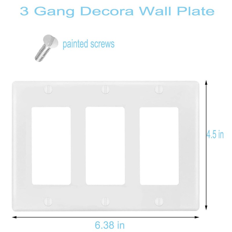 3-Gang Switch Outlet Wall Plate Cover Decorator Electrical Faceplate for