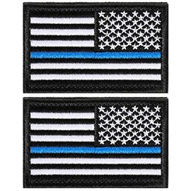 2 Pieces Tactical USA Flag Patch American Flag US United States of America Regular and Reverse Military Uniform Emblem Patches (Black & Blue - 2 Packs Reverse)