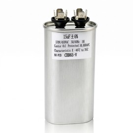 CBB65 Dual Voltage Capacitor (15µF, 370V/440V) AC Motor Starter，15 µF Run/Start Capacitor - Compatible with Air Conditioners & Heat Pumps