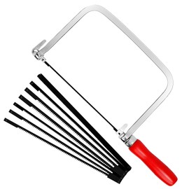 Set di seghe per traforo con 7 lame e seghetto per metallo e legno, girevole a 360 gradi, con manico in legno, elevata adattabilità, versatile, taglio preciso