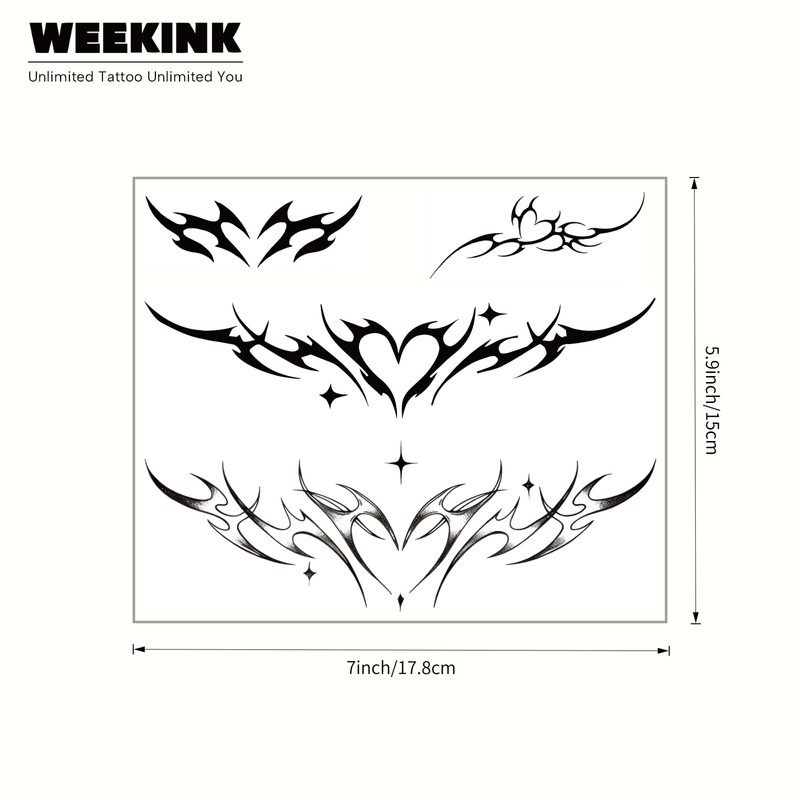 WEEKINK Tramp Stamp Temporary Tattoo Lower Back Heart Tattoos for