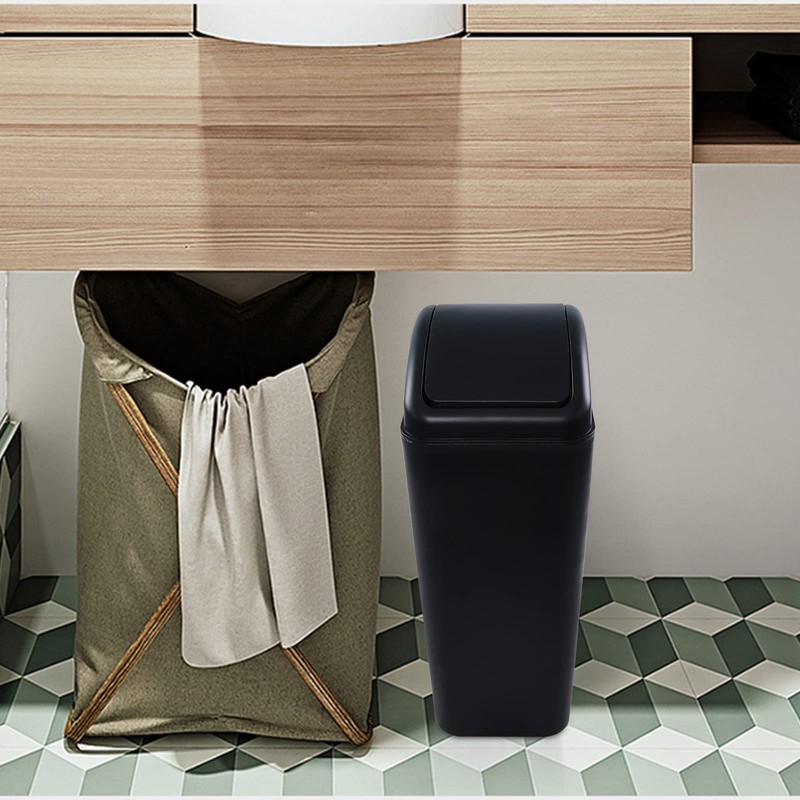 Jandson 14 L Slim Kitchen Garbage Can with Lid, Black