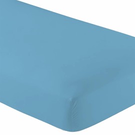 Crescent Bedding Twin Extra Long Light Blue Fitted Sheet Only - Soft & Comfy 100% Pure Natural Cotton - Deep Pockets (Twin XL, Light Blue)