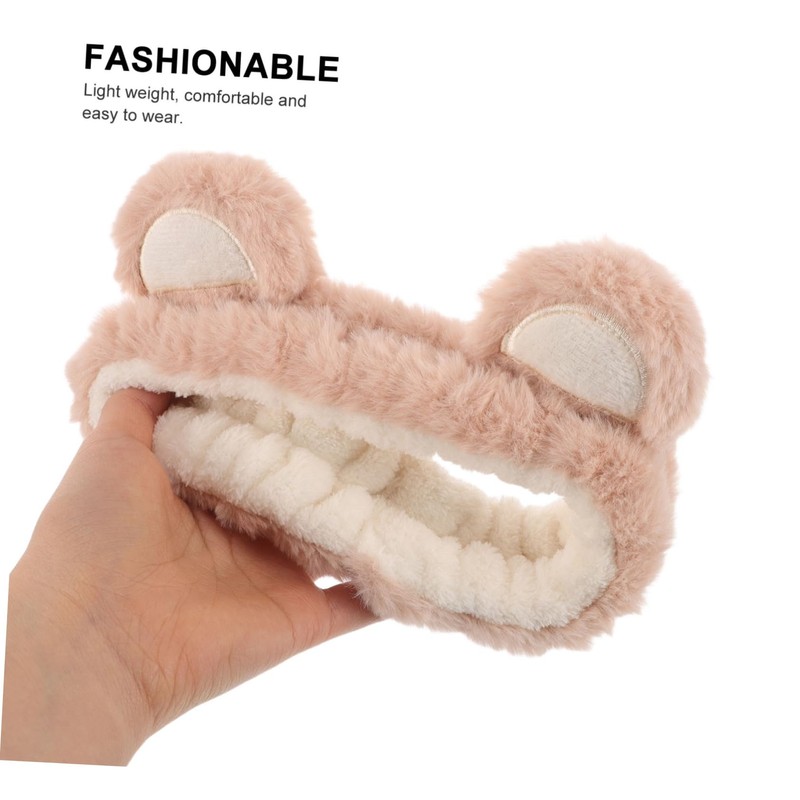 OATIPHO Cute Bear Plush Hair Band Skincare Wristband for Face