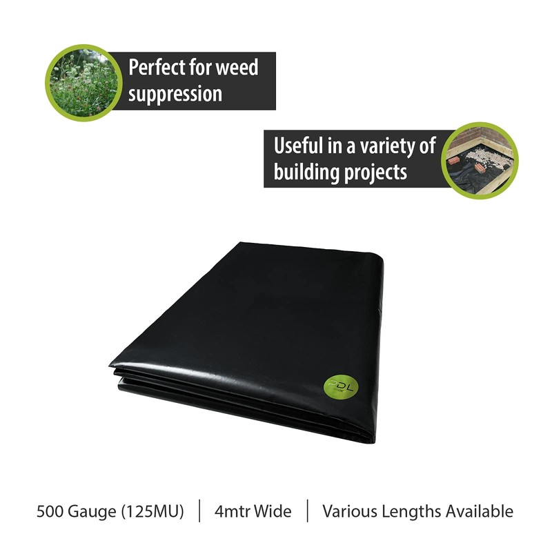 PDL – Pegdev 4M WIDE 500G BLACK POLYTHENE PLASTIC SHEETING