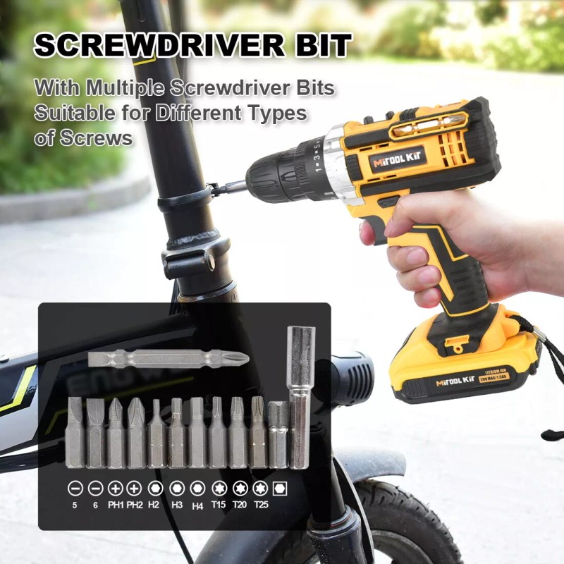 MiTool Kit 20V Electric Drill Cordless Fast Screwdriver Set Power