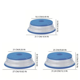 Collapsible Microwave Splatter Cover, Microwave Plate Cover With Steam Vent(Set of 3,gray)