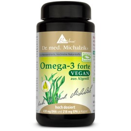 Omega-3 Forte Vegan Dr. Michalzik Daily Dose Omega 3 Algae Oil (Microalgae Schizochytrium) [1140 mg] DHA [780 mg] EPA [300 mg] No Additives BIOTIKON