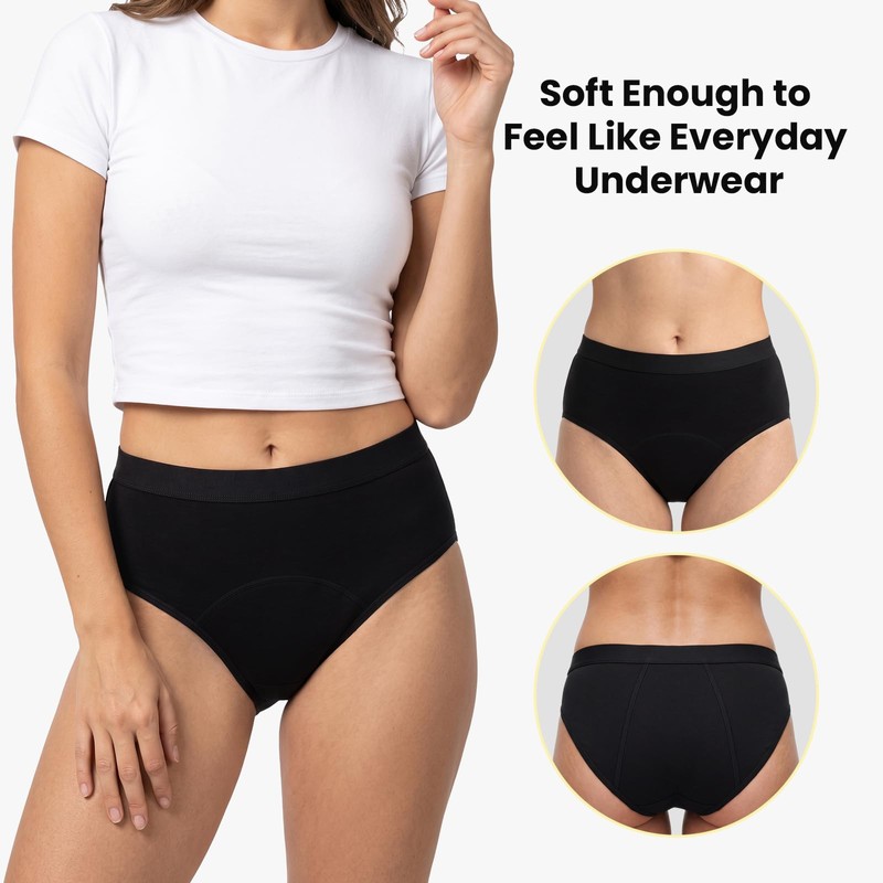 Women's Reusable Incontinence Underwear, 3 Pack Protective Briefs (XXL)