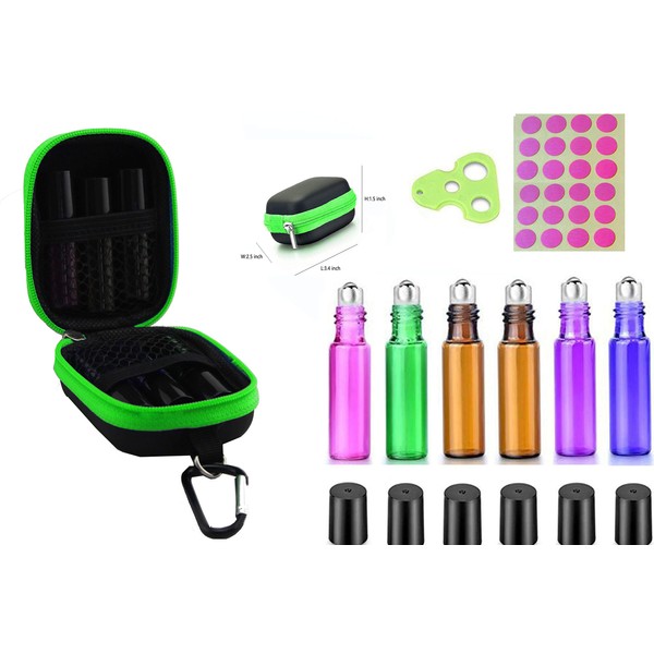 6 Pack 5ML Roller Bottles with 1 PCS Hardly Shell