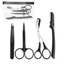 Eyebrow Grooming Tool Set of 4 (Includes Eyebrow Razor, Scissors, Tweezers) Basic Option