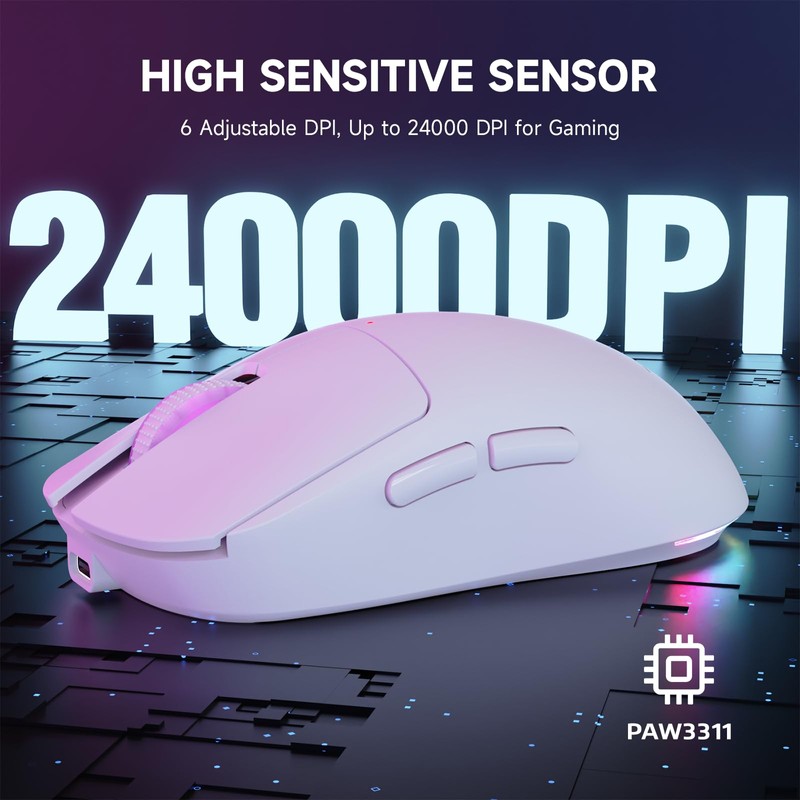 MAGIC-REFINER G6 Wireless Gaming Mouse,24000 DPI Adjustable,75g Lightweight Mouse,Tir-Mode BT/2.4G