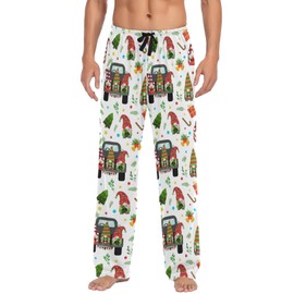 Cute Christmas Gnomes Truck Pajama Pants Men's Pajama Bottoms Lounge Sleepwear PJs Casual Lightweight Sleep Pants S